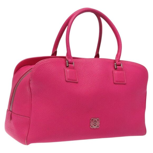 LOEWE Anagram Hand Bag Leather Pink Gold Auth yk17930 - Picture 1 of 16